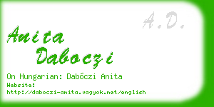 anita daboczi business card